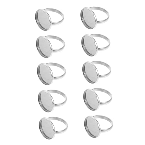 VILLCASE 10st Ringhalter Verschlüsse Schlüsselanhänger Ringöffner Goldene Biegeringe Größer Ringbasis Leer Sperrtafel Reifen Ring-expander Fingerring Leer Schließe Rostfreier Stahl Silver von VILLCASE