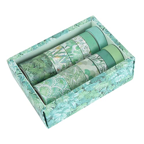 VILLCASE 12 Rollen Klebeband Aufkleber Scrapbooking-bänder Klebebänder Diy-bänder Dekorative Bänder Tagebuch Geschenkbänder Kassetten Für Fotoalben Bastelbedarf Papier Green von VILLCASE