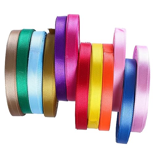 VILLCASE 12 Stück 25 Polyesterband Wickelband Fleckband rosa Band zum Einwickeln altes Goldband geschenkband ribbon Dekorationsband verpackung Geschenkverpackungsband Satinband von VILLCASE