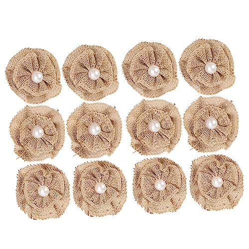 VILLCASE 12-Teiliges Set Jute- Perlendekor Hochzeitsdekoration Handdekor Perlenzubehör Sackleinen Blumen wohnungseinrichtung home decoration DIY-Kleidungszubehör Jute-Accessoire von VILLCASE