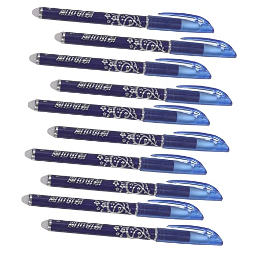 VILLCASE 12-Teiliges Set löschbarer Stift löschbare Stifte blau blaue löschbare Stifte blaue Gelstifte ästhetische Stifte Farbtöne 0,5 Stift löschbare Tintenstifte sortiert Radiergummi Blue von VILLCASE