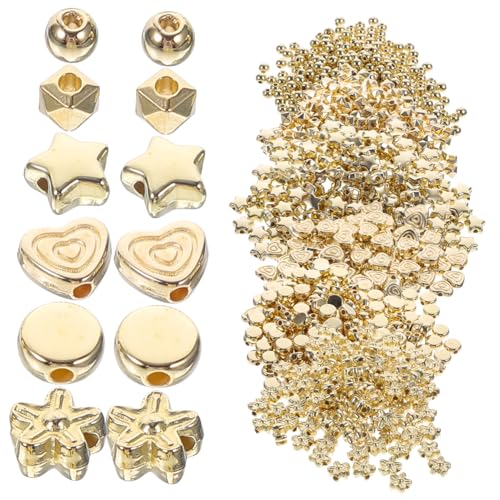 VILLCASE 1200 Stk kunststoffperlen bracelet beads Schmuckdekoration Schmuckzubehör Schmuckelemente Rocailles Sicherungsperlen-Kit Perlen für Halskette kleine Armbandperlen Plastik Golden von VILLCASE