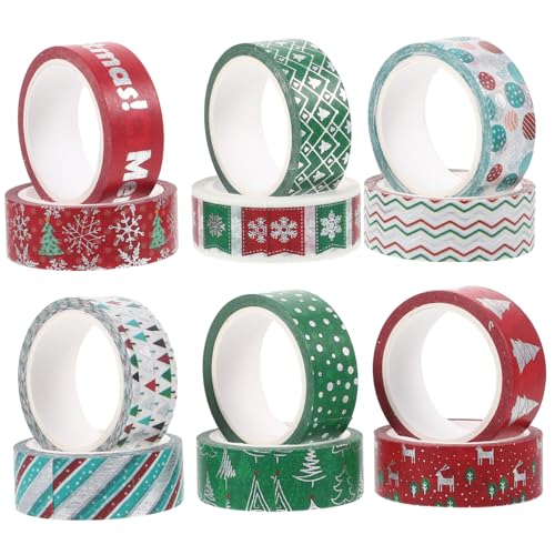 VILLCASE 12St Weihnachtliches Washi-Tape weihnachtsdeko scrapbooking zubehör tagebuch machen band Klebeband nachfüllen papierklebeband selber machen Bastelband Japanisches Papier von VILLCASE