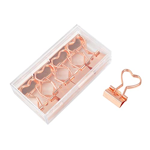 VILLCASE 12St roségoldener Clip preisschild aufbwahrungs-box aufbewarboxen tabel aubewahrungsbox vorratskiste paper tig Büroklammern herzförmiger Clip notizen brief büroklammer Rose Gold von VILLCASE