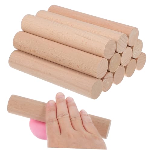 VILLCASE 12st Buchenholz Nudelholz Für Teig Französisches Nudelholz Nudelhölzer Zum Backen Lange Holzstöcke Rundholz Holzdübel Musiksticks Für Kinder Holzstäbe Lang Holzstäbchen Beige von VILLCASE