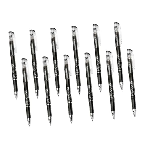 VILLCASE 12st Löschbarer Gelstift Student Gelstift Kugelschreiber Neutrale Stifte Löschbare Gelstifte Löschbarer Signierstift Tintenroller Stifte Auf Wasserbasis Malstift Black Plastik von VILLCASE