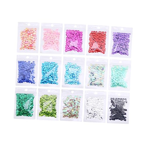 VILLCASE 15 Packungen Stück perforierte Pailletten Konfetti Festival-Glitzer Perlen Face Glitter Festival funkeln sequin party sachen verkleidung decor runde Pailletten Bekleidungsmaterial von VILLCASE