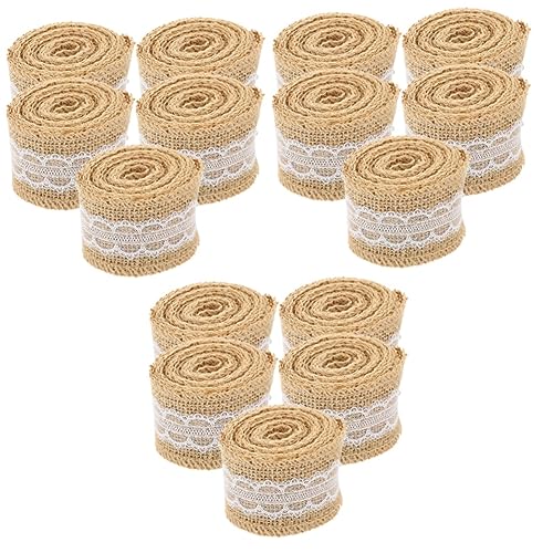 VILLCASE 15 Rollen Einfarbige Leinenstreifen zartes Geschenkband praktisches Geschenkband Sackleinen-Spitzenbänder schneidbares Retro-Dekor ribbon bandfeile DIY-Bänder Spitzenband Jute von VILLCASE