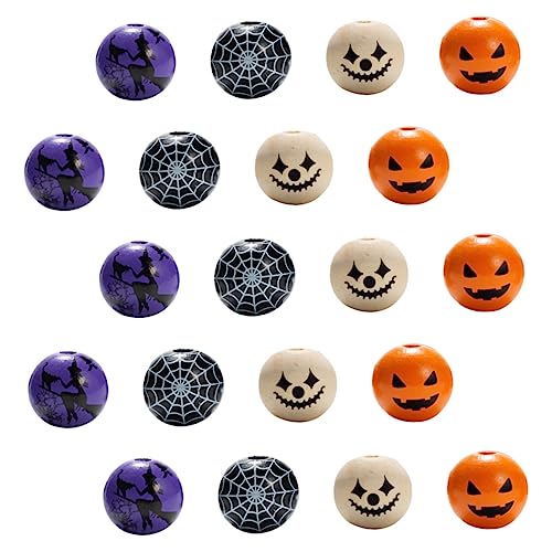 VILLCASE 160 Stk Halloween-Holzperlen Perlen zur Schmuckherstellung Charm Halter für Halskette halloween dekoration halloween-dekoration neuartige Holzperlen dekorative lose Perlen von VILLCASE