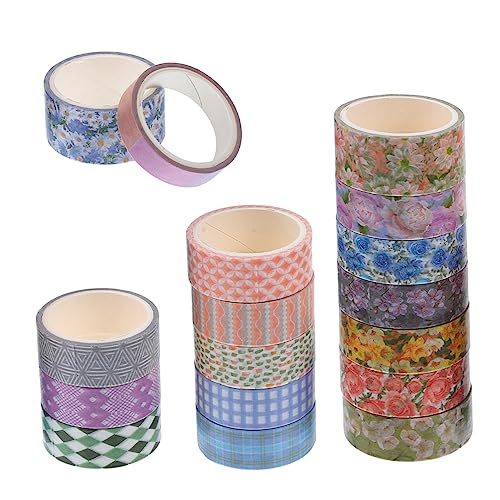 VILLCASE 17 Rollen Blumen Und Washi Tape Aufkleber Ästhetisch Blumenband Kunstband Zeitschriftenaufkleber Gänseblümchen-aufkleber Papier Klebeband Goldband Blumen- Selbst Japanisches Papier von VILLCASE