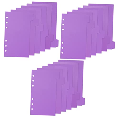 VILLCASE 18 Blatt Blatt Taschentrenner Teiler Ordner-Trennschutz Buch Trennlaschen Trennwände trennstreifen für ordner 6 Ringbuch-Trennblätter mit Laschen Ordner-Tabs-Seite PVC Violett von VILLCASE