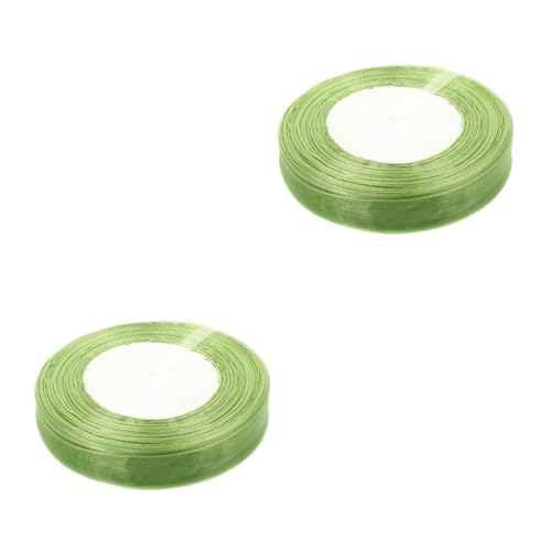 VILLCASE 2 Rollen 15 Cm Chiffonband Hutzubehör Glitzer Aufkleberband Sackleinen Massives Chiffon Knisterband Wandaufkleber Hutband Seilband Satinbänder Zum Verpacken Grünes von VILLCASE