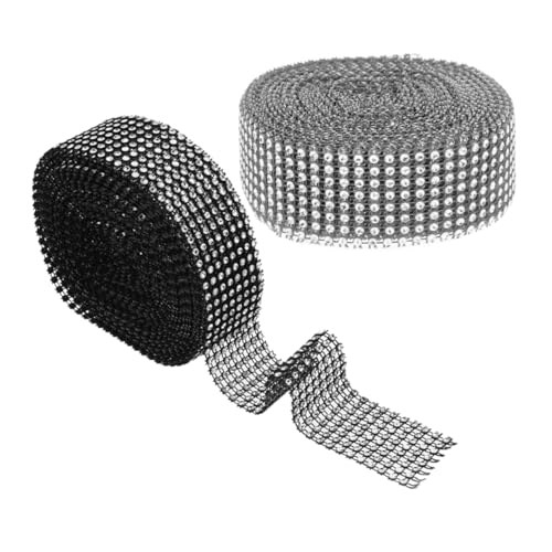 VILLCASE 2 Rollen Diamantfurnier Schmuckband Selbstklebendes Strassband dekoration Hochwertiges Strassband Glitzerndes Strassband funkelnder Wickel Strassband selbstklebend Kuchenband Harz von VILLCASE