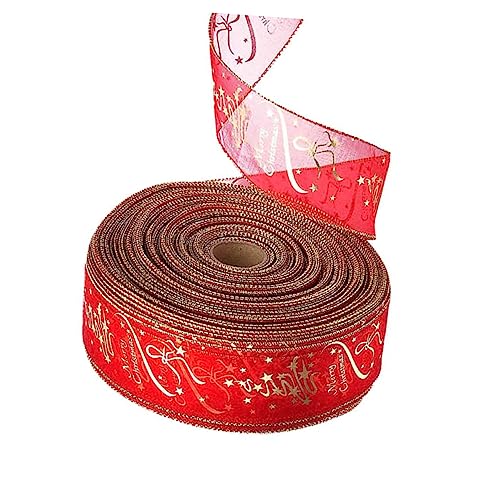 VILLCASE 2 Rollen Geschenkbänder weihnachtsbänder ribbon geschenkpakete weihnachts schleifen geschenkband grünes Band weihnachtsband für handwerk Lametta Satinband Christbaumschmuck rot von VILLCASE