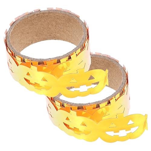 VILLCASE 2 Rollen Halloween-kürbis-haustierband Diy-bastelband Geschenkverpackungsband Halloween-handwerksaufkleber Klebeband Zur Kartenherstellung Wickelbänder Das Haustier Orange von VILLCASE