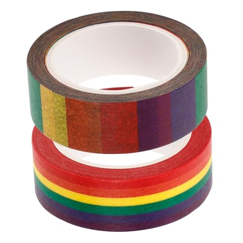 VILLCASE 2 Rollen Regenbogenband Washi-tape Dünn Dekorative Klebebänder Selber Machen Regenbogen-washi-tape Regenbogen-klebeband Planerband Scrapbook-klebebänder Selber Machen Papier von VILLCASE