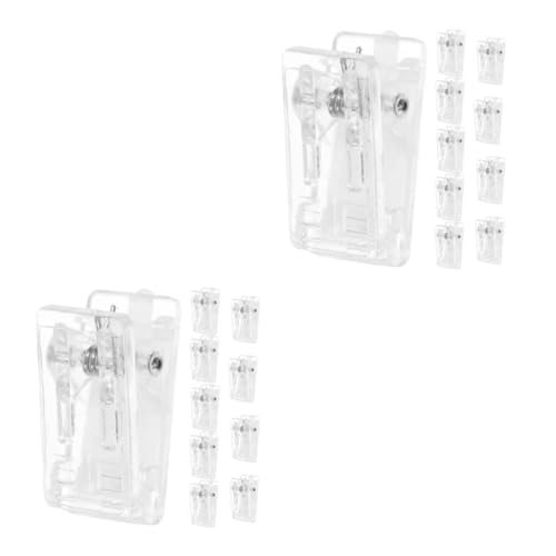 VILLCASE 2 Sätze Ausweisinhaber Kabelclips Spanbeutel-clips Clips Klemmen Büroklammer Chip-clips Namensschild-clip Ausweis-clip Id-kartenhalter-clip Wandclips Abs Transparent 10 Stück * 2 von VILLCASE