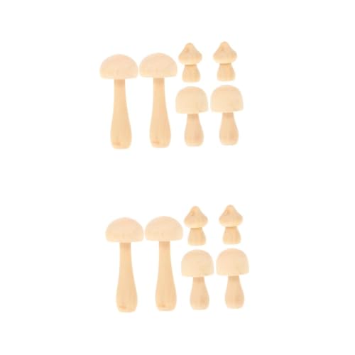 VILLCASE 2 Sätze Bemalte Pilzverzierung Pilz-nachtlicht Pilz-kit Pilzzuchtset Pilze Pilz-tischlampe Basteln Pilzhandwerk Für Pilzschmuck Aus Holz Holzpilzpflöcke Beige 6 Stück * 2 von VILLCASE