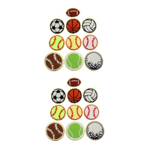 VILLCASE 2 Sätze Fußball-stickpatch Stickerei-bügelflicken Baseball-patch Fußballaufnäher Für Mützen Aufnäher Für Fußballmützen Basketball-patch Ball-patches Chenille 10 Stück * 2 von VILLCASE