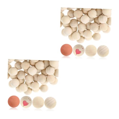 VILLCASE 2 Sätze Hemu Runder Ball Holzkugeln Zum Basteln Holzperlen Holzrunden Zum Basteln Handwerkliche Produkte Aus Holz Naturholzkugeln Holz Runden Bälle Basteln Beige Muhe 50 Stück * 2 von VILLCASE