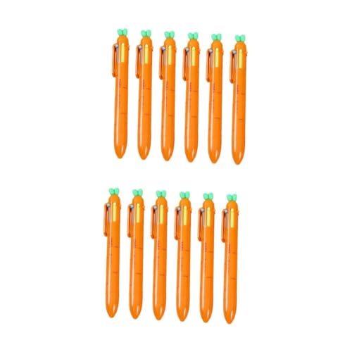 VILLCASE 2 Sätze Karotten-kugelschreiber Schreibutensilien Mehrfarbiger Stift Karottenstift Schreibstift Karotten Stift Rosa Schreibtischzubehör Textmarker Schule Plastik Orange 6 Stück * 2 von VILLCASE