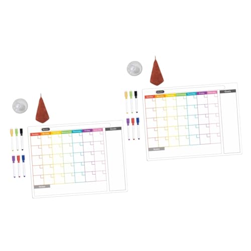 VILLCASE 2 Sätze Kühlschrankplanungs-whiteboard Trocken Abwischbarer Radiergummi Kühlschrankkalender Kücheneimer Liste Kühlschrankdekor Wöchentliche Trocken Abwischbare Tafel Für Baumwolle von VILLCASE