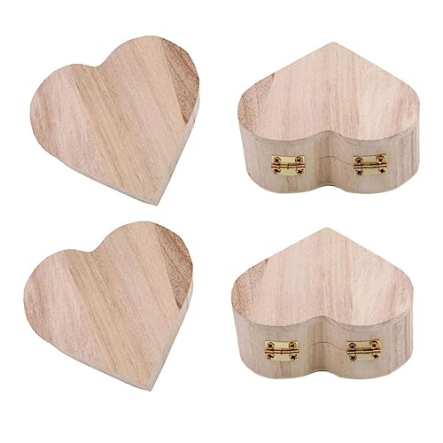 VILLCASE 2 Sätze Liebeskästchen Aus Holz Cajas Halskettenboxen Für Schmuck Schmuckbeutel Regalos Herz-boxen Storage Boxes Aufbwahrungs-box Schmuckkasten Herz-holzkiste Hardware- 4 Stück * 2 von VILLCASE