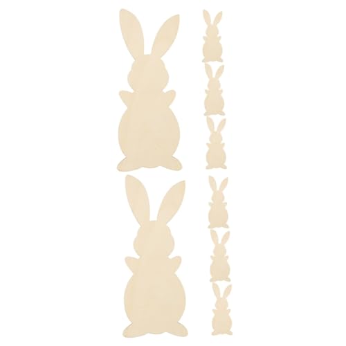 VILLCASE 2 Sätze Ostern Holzspäne Hase Tortenaufsatz Ammer Heu Kaninchen Hasenkäfig Holzfiguren Ostern Holzanhänger Ostern Ostertischdeko Osterhasen-modell Hasenschmuck Aus Holz 4 Stück * 2 von VILLCASE