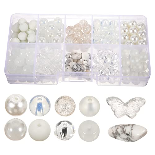 VILLCASE 2 Sätze Perlenmaterial-kit Für Armbänder Perlen-kits Bausätze Halskettenschnüre Für Anhänger Schmelzperlen Bastelzeug Glasperlen Diy-perlen Lose Perlen Aus Glas Weiß 200 Stück * 2 von VILLCASE