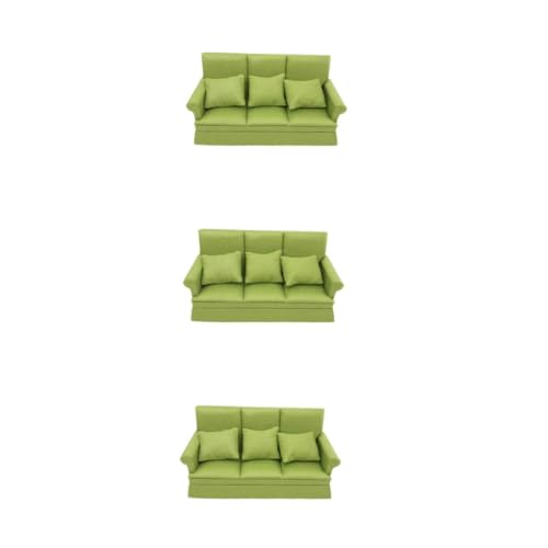 VILLCASE 2 Sätze Puppenstubensofa Wohnkultur Kindersofa Miniatur-Puppenhaus Mini Sofa für Puppenhaus Sofaset für Puppenhaus Spielzeugcouch für Puppen Simulationsmöbel für Birke Green von VILLCASE