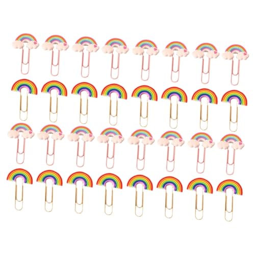 VILLCASE 2 Sätze Regenbogen-büroklammer Farbige Büroklammern Pvc Büroklammern Textmarker Transparenter Buchclip Miniclips Streifen Exquisite Clips Zarte Bastelklammern Colorful 16 Stück * 2 von VILLCASE