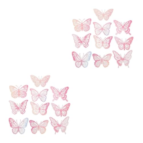 VILLCASE 2 Sätze Schmetterlingsaufkleber Schmetterling Wandaufkleber Wanddekoration Zum Abziehen Und Aufkleben Wandaufkleber Mit Schmetterlingen Rosa Das Haustier 20 Stück * 2 von VILLCASE