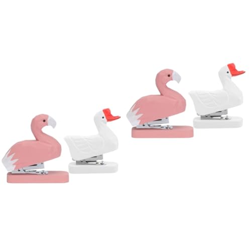 VILLCASE 2 Sätze Tierhefter Aus Holz Neuheit Hefter Dackel Gänsehefter Flamingo-hefter Cartoon-hefter Home-office-accessoires Handgemachter Hefter Desktop-hefter Eisen 2 Stück * 2 von VILLCASE