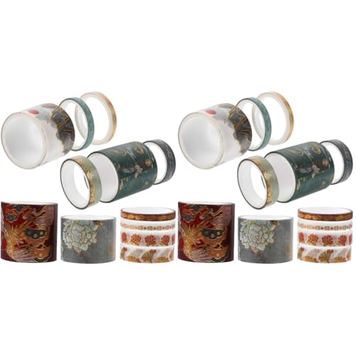 VILLCASE 2 Sätze Washi-tape Papier Filzband Blumenband Schwarzes Abdeckband Schrott Scrapbooking Zubehör Büro Dekoration Dekorative Klebebänder Selbstklebende Diy-klebebänder 12 Rollen * 2 von VILLCASE