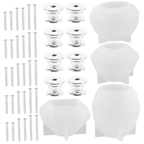 VILLCASE 2 Sets DIY Kristallkleber Harzform Unterteilter Polygonaler Schubladengriff Silikonform Quicheform Küchenwaage Schlüsselanhänger Herstellungsset Handguss Sets Paarknöpfe von VILLCASE