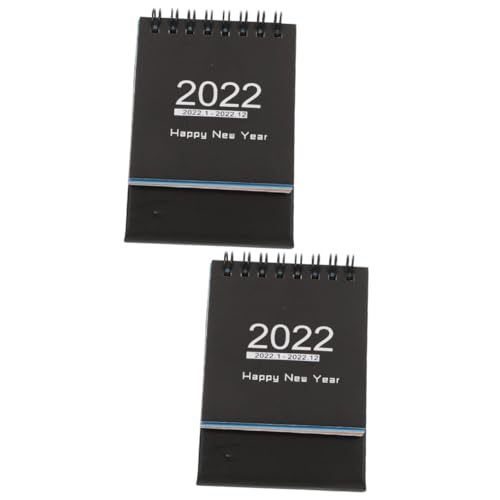 VILLCASE 2 Stk Mini Tischkalender Zeitplan Kalender Drahtgebundener Kalender Desktop-staffelei Kalendermonat 2022 Monatlicher Tischkalender 2022 Zeitplaner 2022 Monatskalender Papier Black von VILLCASE