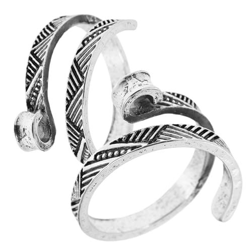 VILLCASE 2 Stk Wickler Fadenführungsringe Gehäkelte Ringe Für Die Finger Strickschlaufe Schlaufenringe Häkeln Fadenführer-fingerring Garnführungsfingerhalter Strickring Silver Kupfer von VILLCASE