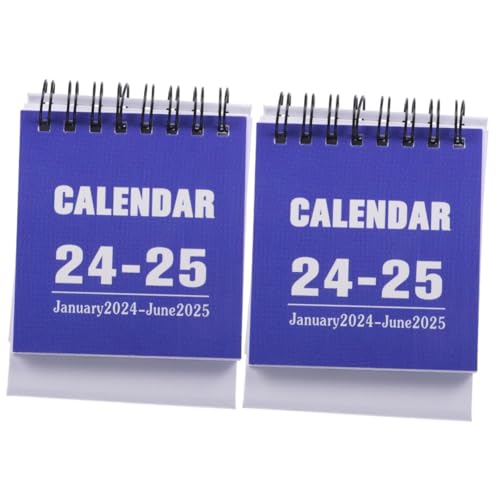 VILLCASE 2 Stück 2024 2024 Mini-Tischkalender Standkalender Drahtgebundener Büro tischkalender basteln schreibtischkalender Mini-Staffelei Mini-Notizkalender Mini- Papier von VILLCASE