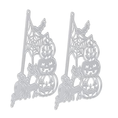 VILLCASE 2 Stück Halloween Stanzschablone Für Bastelarbeiten Scrapbooking Stanzformen Prägeschablone Prägeschablone Prägeschablone Bastelschablone Silberfarbener Karbonstahl von VILLCASE