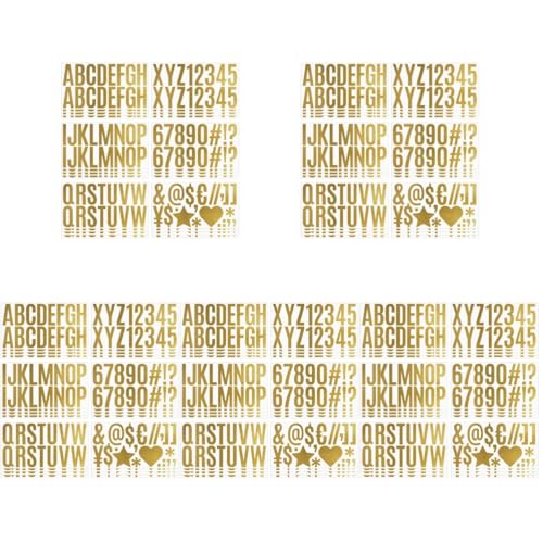 VILLCASE 20 Sätze Buchstabenaufkleber mit Heißprägung buchstaben aufkleber buchstaben sticker Zahlenaufkleber groß Buchstabenaufkleber groß Aufkleber mit Zahlen Scrapbook-Aufkleber Golden von VILLCASE