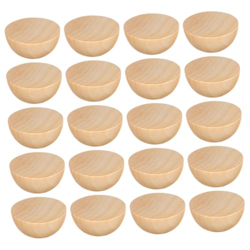 VILLCASE 20 Stück Holzkugeldekoration Kleine Holzkugeln Halbkugeln Aus Holz Zum Basteln Bastelkugeln Aus Holz Party Basteln Holzperlen Unfertige Gespaltene Holzkugeln Beige Lotusbaum von VILLCASE