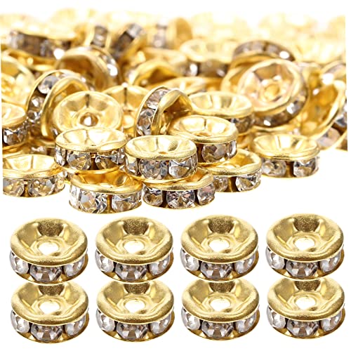 VILLCASE 200st Raddistanzwulst Strassperlen Für Die Schmuckherstellung Edelsteine Stern Bausätze Charme Strass- Set Zur Herstellung Von Armbändern Tour Golden Strasssteine von VILLCASE