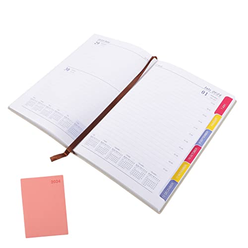 VILLCASE 2024 Notizbücher schreibhefte lernplaner notizhefte the notebook buch Arbeitshefte Zeitmanagementplaner schülerkalender tragbarer Planer-Notizblock Planer Zeitschrift Papier Rosa von VILLCASE