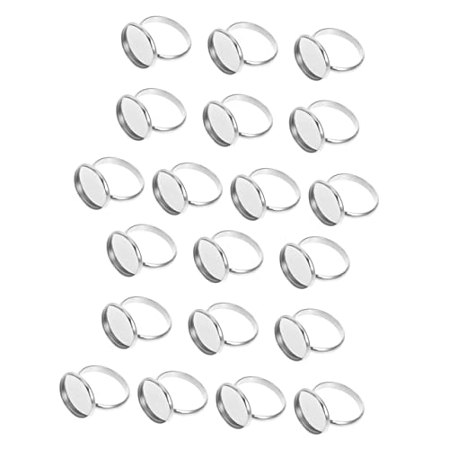 VILLCASE 20St Ringhalter Verschlüsse Draht Schleife Schließungen Silber schmuckherstellung schmuck machen Schmuckdesign verstellbare Ringablage Ringfuß aus Edelstahl Rostfreier Stahl Silver von VILLCASE