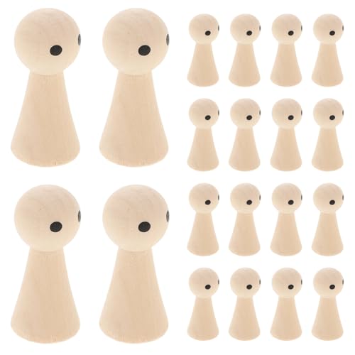 VILLCASE 20st Kleiner Holzmann Peg-puppen Mini Puppenhauspuppen Puppengelenk Puppenauge Puppenständer Simulationskopf Für Erwachsene Puppen Puppenhausfamilie Puppenherstellung Beige von VILLCASE