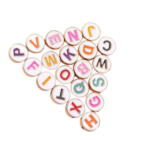 VILLCASE 20st Tropfen-alphabet-perlen Flache Perlen Perlen-kits Bausatz Kleine Perlen Flache Tonperlen Zur Herstellung Von Armbändern Buchstabenperlen Draht Perlen Mit Buchstaben Kupfer von VILLCASE