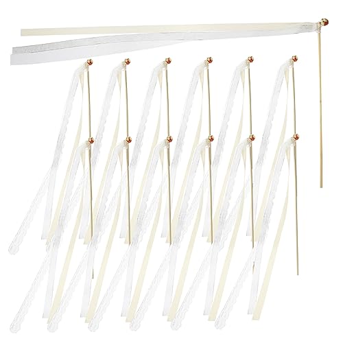 VILLCASE 20st Zauberstabband Zauberstäbe Tragbare Farbbänder Schleifenfee Hochzeitsstreamer Band-stick Tanzbänder Luftschlangen Tanzband-streamer Weihnachtsband Wirbelt Handbanddrachen Holz von VILLCASE