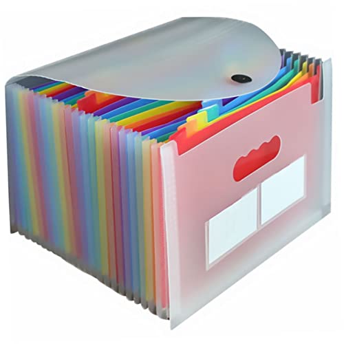 VILLCASE 24 Ordner Orgel aktentasche gestängetasche cartape Regenbogen-Dokumentenordner Dateiordner erweitern tragbare Dokumentenmappe Datei-Organizer im A4-Letter-Format Plastik Colorful von VILLCASE