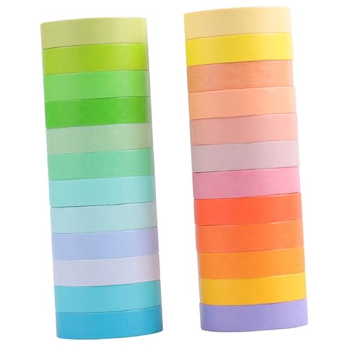 VILLCASE Klebeband für Jungen und Mädchen 24 Rollen 9 mm Washi-klebebänder Journaling-set Regenbogen-klebeband Kunstklebebänder Selbstklebende Dekorative Papieraufkleber von VILLCASE