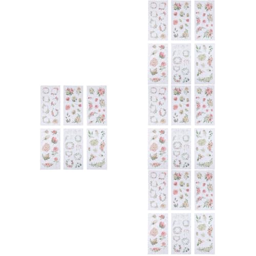 VILLCASE 24 Sätze Handkonto Diy Aufkleber Blumenaufkleber Handy Aufkleber Diy -aufkleber Aufkleber Mit Blumenmuster Handkontoaufkleber Album-aufkleber Bastelaufkleber Papier von VILLCASE